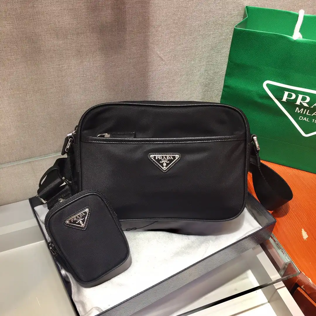 First bag ru PRADA Re-Nylon and Saffiano leather shoulder bag