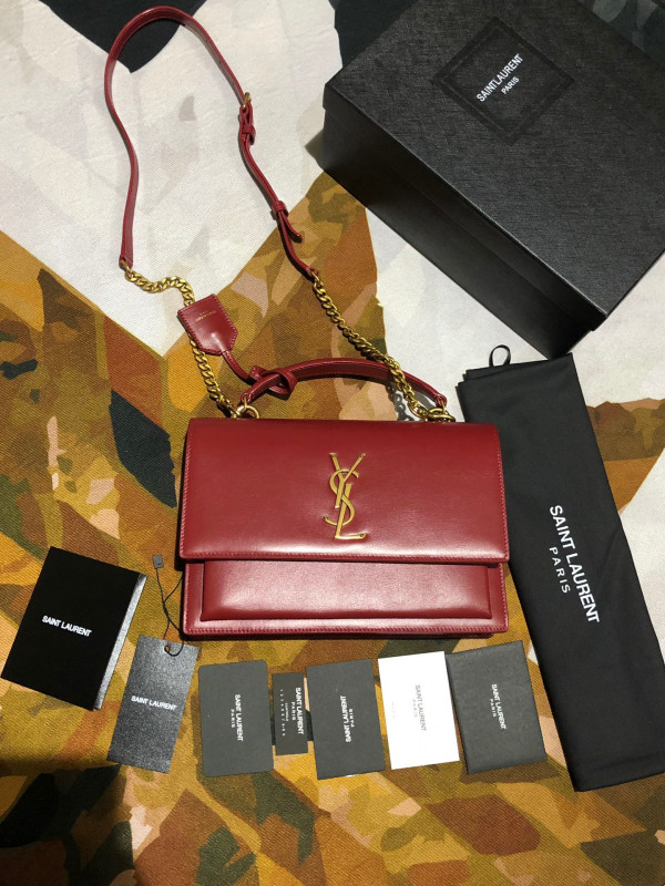 HOT SALE YSL MEDIUM SUNSET SATCHEL IN SMOOTH LEATHER