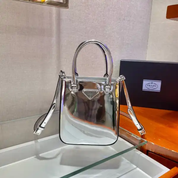 PRADA Small brushed leather tote