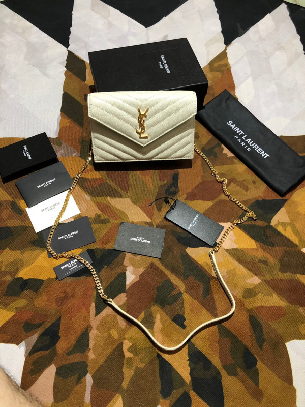 HOT SALE YSL CASSANDRE MATELASSÉ CHAIN WALLET