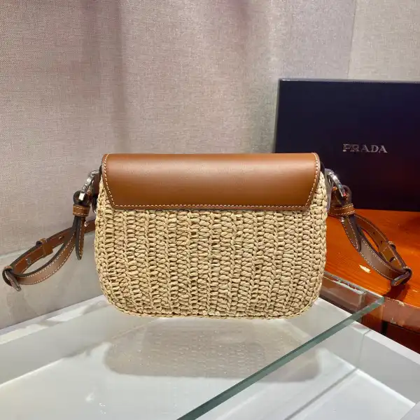 PRADA Raffia and Leather Shoulder Bag