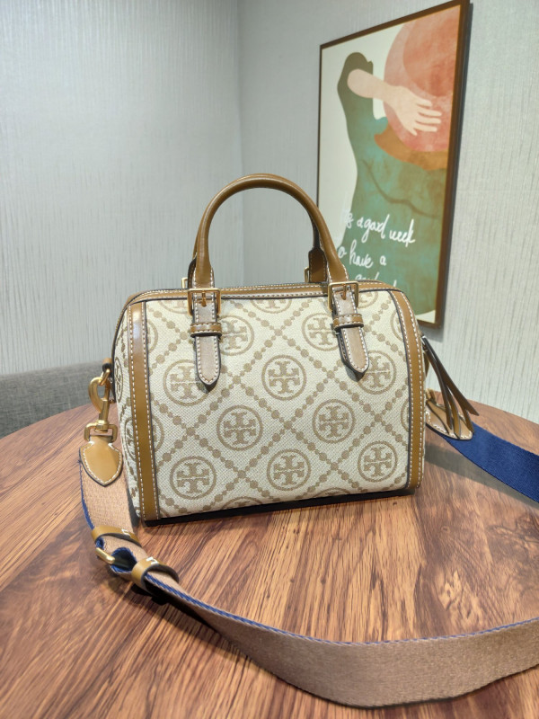 HOT SALE TORY BURCH T MONOGRAM jacquard wine barrel bag