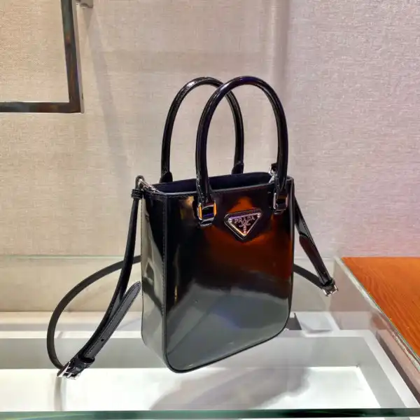 PRADA Small brushed leather tote