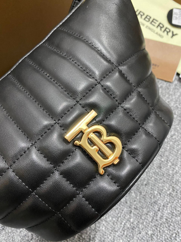 HOT SALE BURBERRY Small Quilted Lambskin Crescent Lola Bag