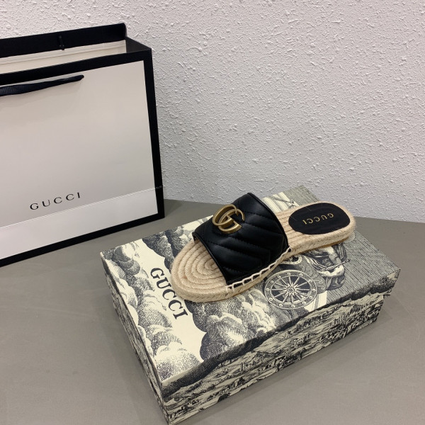 HOT SALE GUCCI Leather espadrille sandal