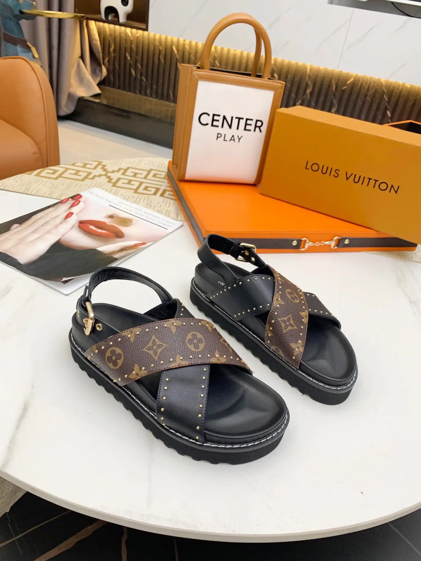 LOUIS VUITTON WOMEN"S PASEO FLAT COMFORT SANDAL