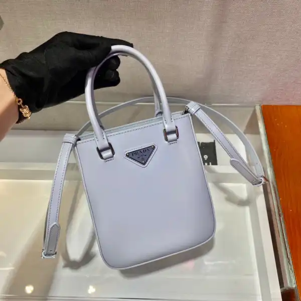 PRADA Small brushed leather tote