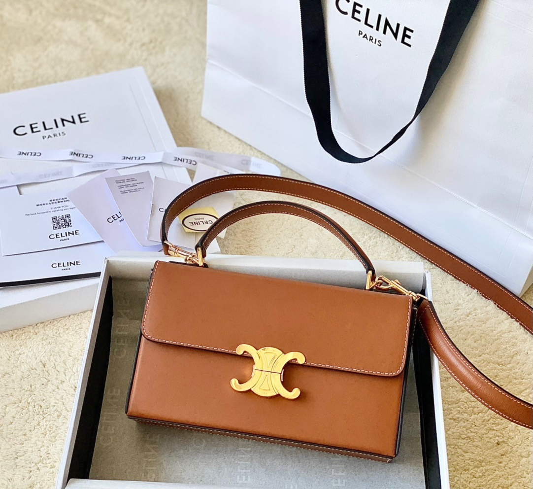 HOT SALE CELIN* BOX TRIOMPHE IN NATURAL CALFSKIN