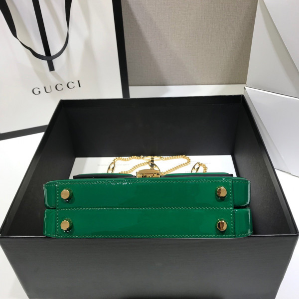 HOT SALE GUCCI Sylvie 1969 patent leather mini top handle bag