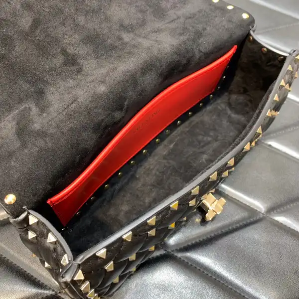 First bag ru VALENTINO ROCKSTUD SPIKE SHOULDER BAG IN CRACKLE-EFFECT METALLIC