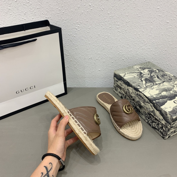 HOT SALE GUCCI Leather espadrille sandal