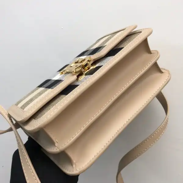 BURBERRY Medium Check Canvas and Leather TB Bag