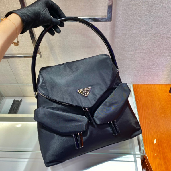 HOT SALE PRADA Signaux nylon and leather hobo bag