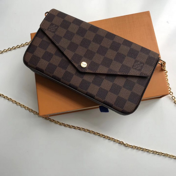 [FREE SHIPPING] Louis Vuitton Pochette Felicie Damier Bag N63032