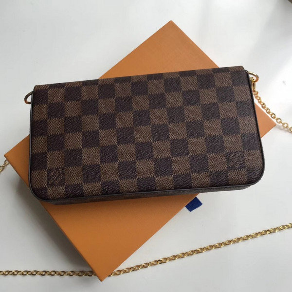 [FREE SHIPPING] Louis Vuitton Pochette Felicie Damier Bag N63032