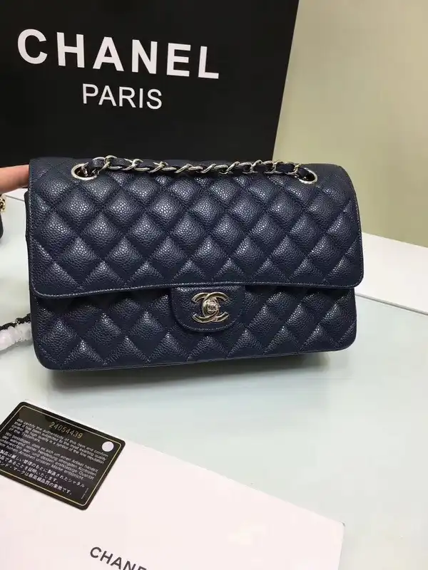 CHANEL 1112 royalblue Large 2.55 Calfskin Leather Flap Bag with Gold Hardware