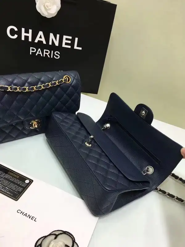 CHANEL 1112 royalblue Large 2.55 Calfskin Leather Flap Bag with Gold Hardware