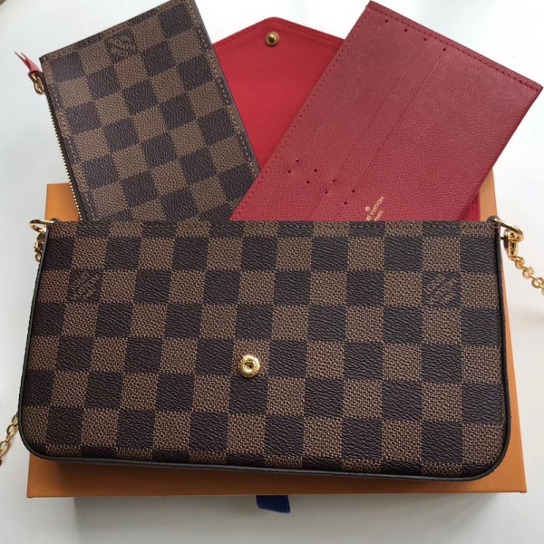 [FREE SHIPPING] Louis Vuitton Pochette Felicie Damier Bag N63032