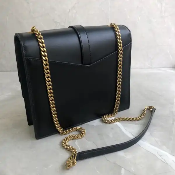 YSL MEDIUM SULPICE CHAIN BAG IN BURGUNDY LEATHER