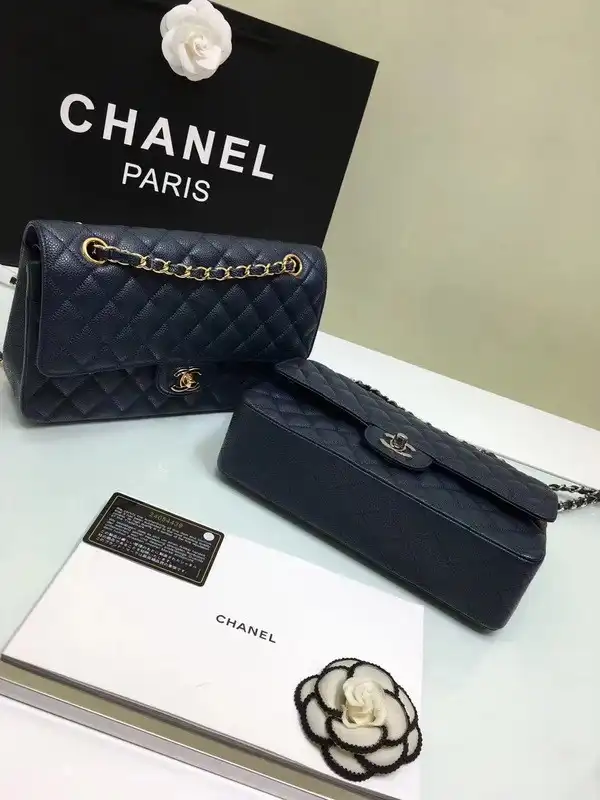 CHANEL 1112 royalblue Large 2.55 Calfskin Leather Flap Bag with Gold Hardware