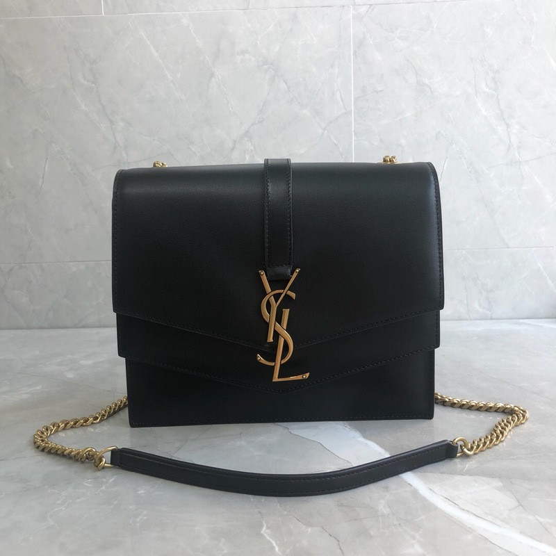 HOT SALE YSL MEDIUM SULPICE CHAIN BAG IN BURGUNDY LEATHER