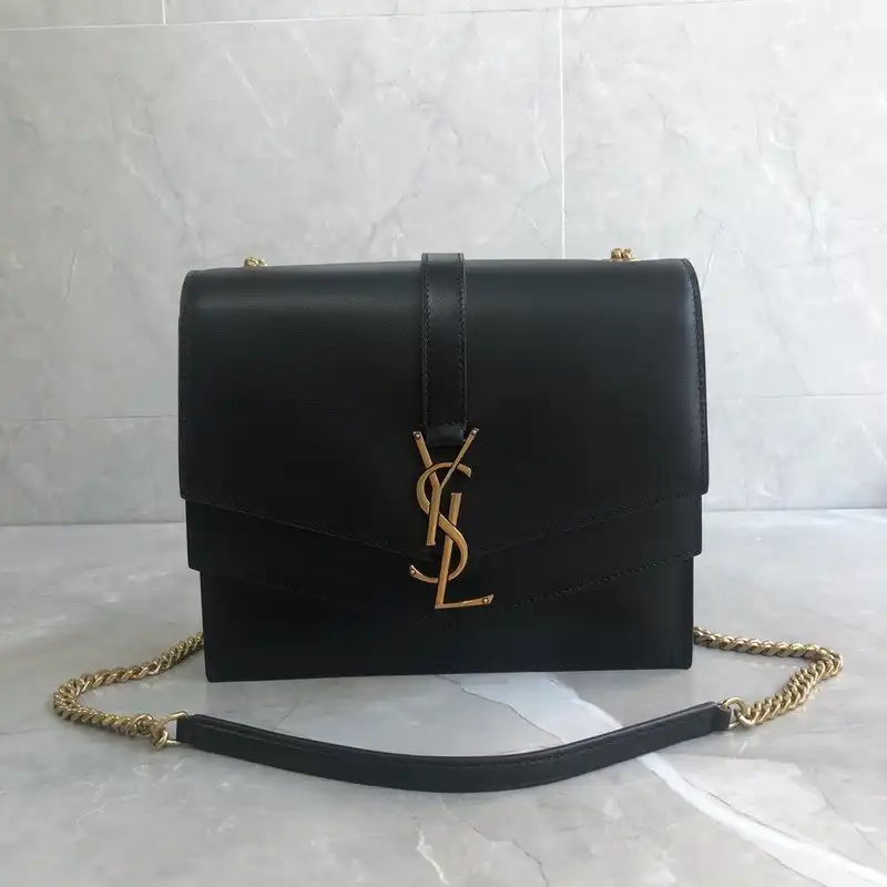 YSL MEDIUM SULPICE CHAIN BAG IN BURGUNDY LEATHER