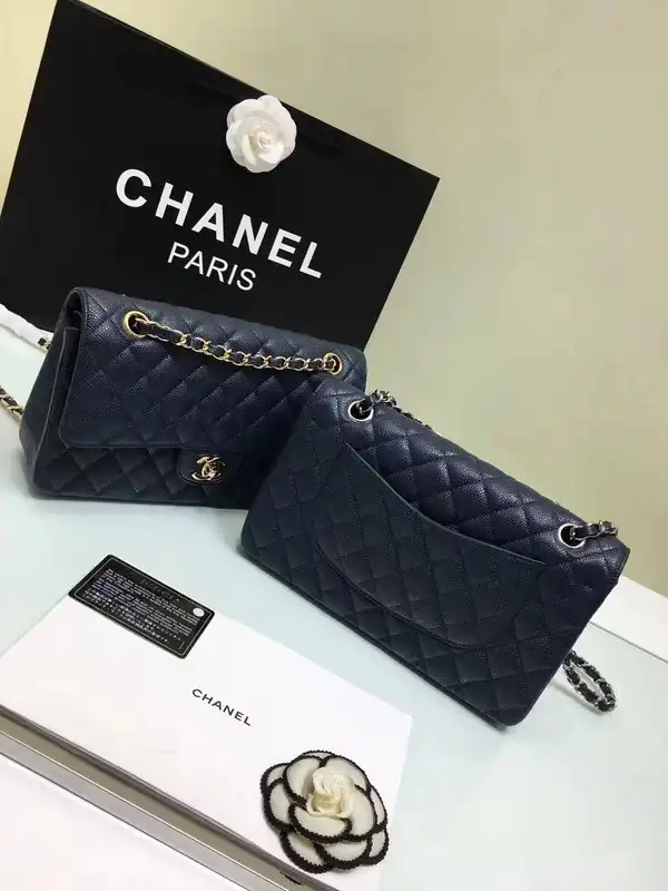 CHANEL 1112 royalblue Large 2.55 Calfskin Leather Flap Bag with Gold Hardware