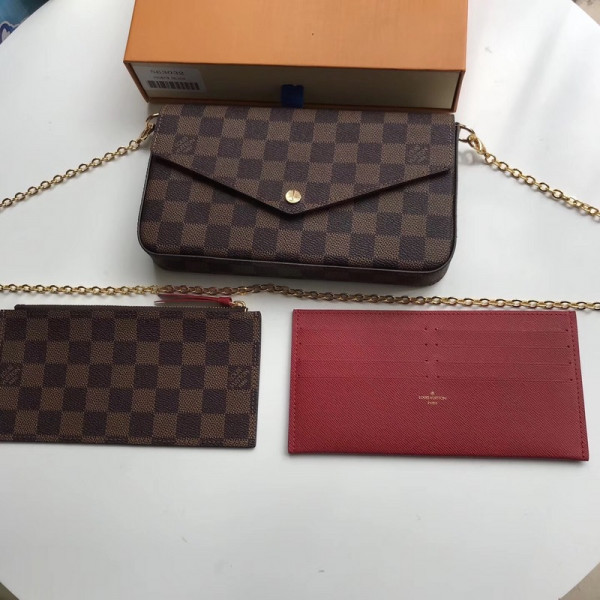 [FREE SHIPPING] Louis Vuitton Pochette Felicie Damier Bag N63032