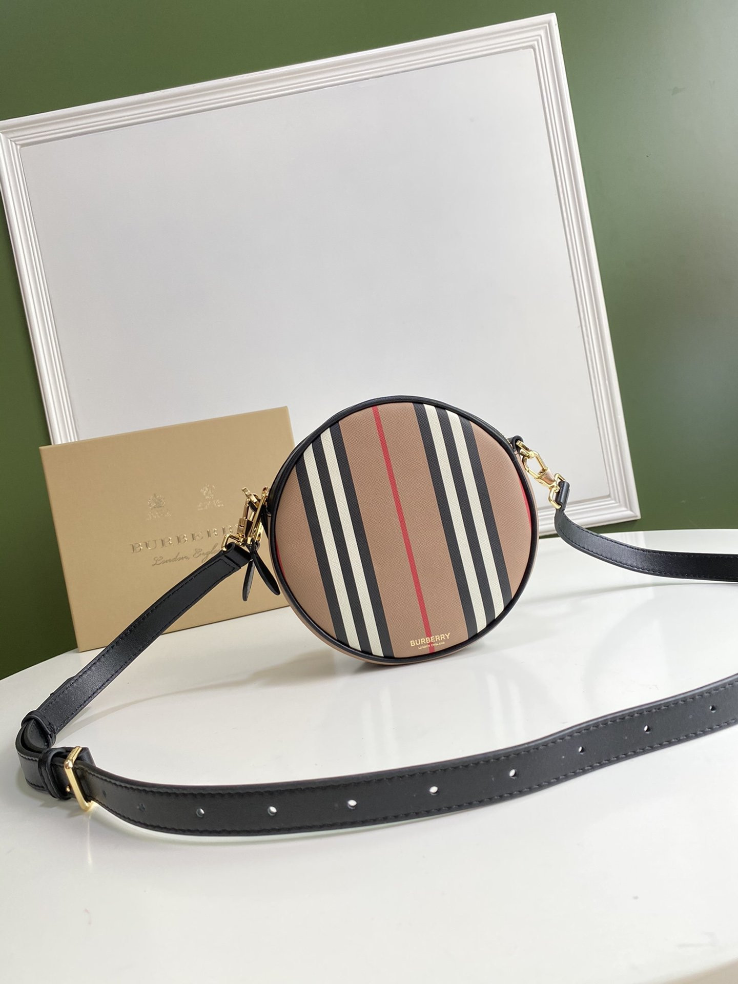 HOT SALE BURBERRY Icon Stripe E-canvas Louise Bag