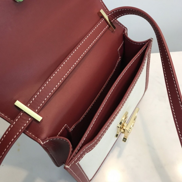 HOT SALE BURBERRY Two-tone Canvas and Leather TB Bag