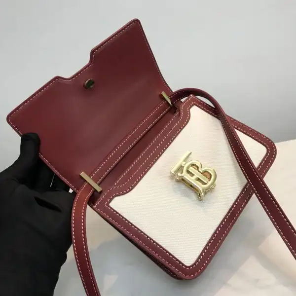 BURBERRY Two-tone Canvas and Leather TB Bag