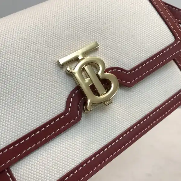 BURBERRY Two-tone Canvas and Leather TB Bag