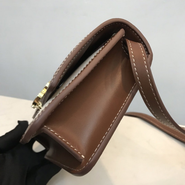 HOT SALE BURBERRY Two-tone Canvas and Leather TB Bag