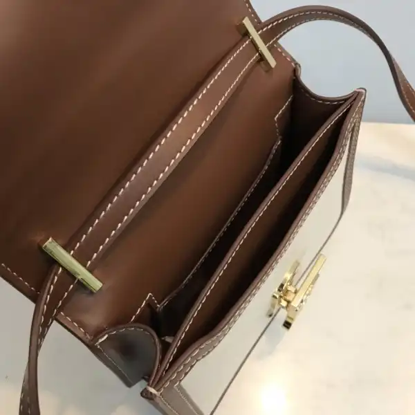 BURBERRY Two-tone Canvas and Leather TB Bag