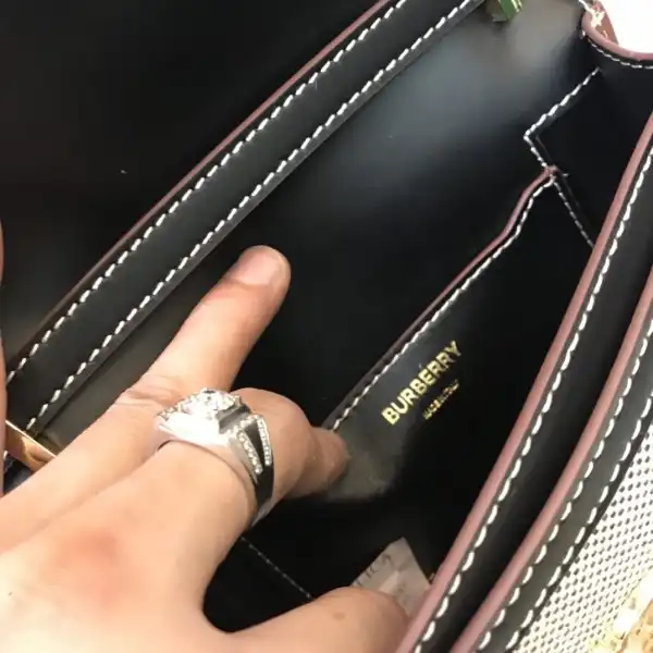 BURBERRY Two-tone Canvas and Leather TB Bag