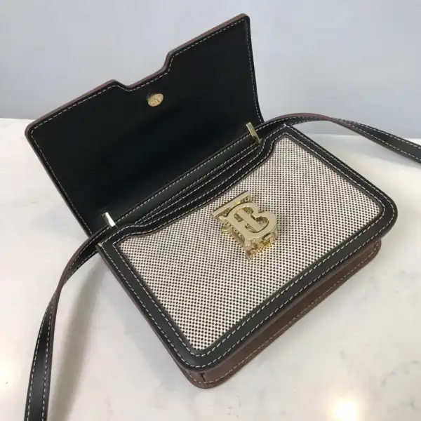 Bagsoffer BURBERRY Two-tone Canvas and Leather TB Bag