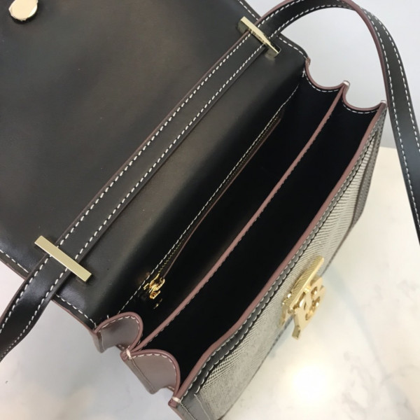 HOT SALE BURBERRY Two-tone Canvas and Leather TB Bag