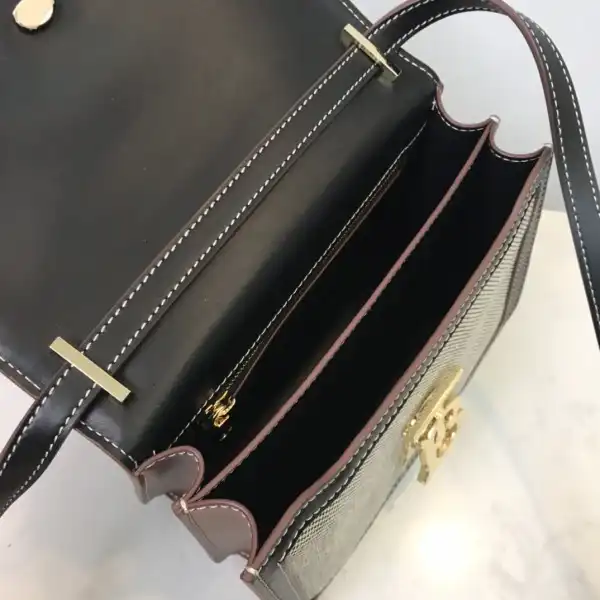 BURBERRY Two-tone Canvas and Leather TB Bag