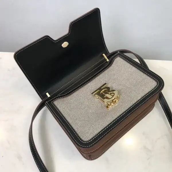 Bagsoffer BURBERRY Two-tone Canvas and Leather TB Bag