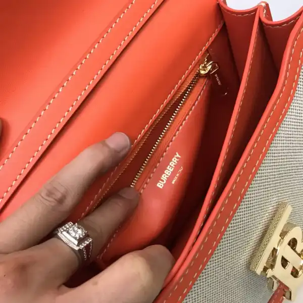 First bag ru BURBERRY Two-tone Canvas and Leather TB Bag