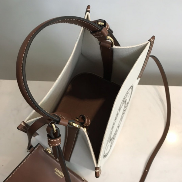 HOT SALE BURBERRY Small Logo Graphic Cotton Canvas Peggy Bucket Bag