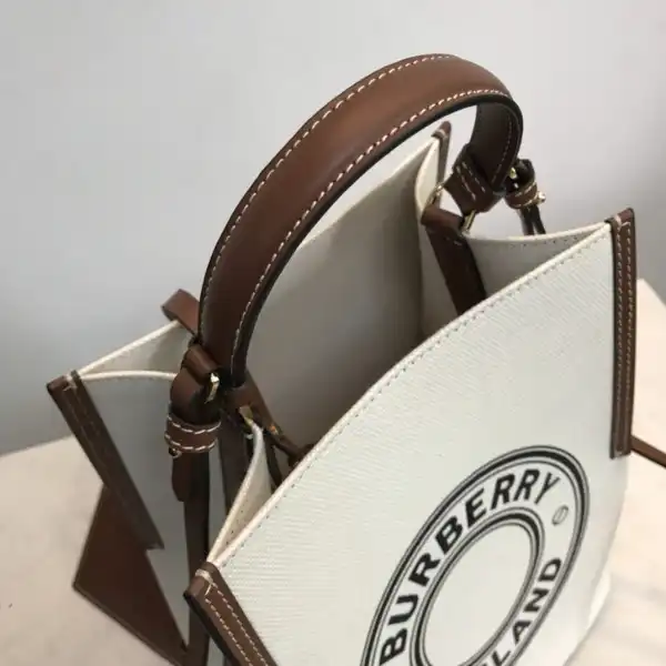 BURBERRY Small Logo Graphic Cotton Canvas Peggy Bucket Bag