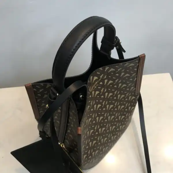 BURBERRY Small Monogram E-canvas Peggy Bucket Bag