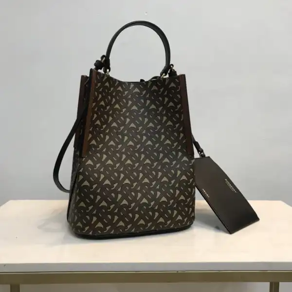 BURBERRY Small Monogram E-canvas Peggy Bucket Bag