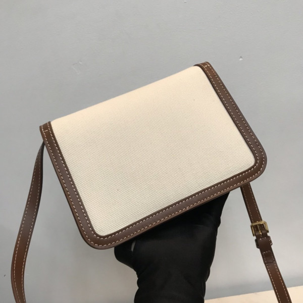 HOT SALE BURBERRY Two-tone Canvas and Leather TB Bag