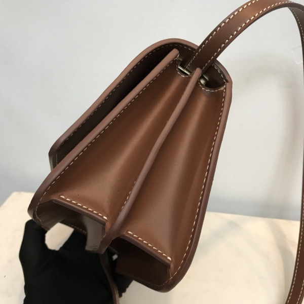 HOT SALE BURBERRY Two-tone Canvas and Leather TB Bag