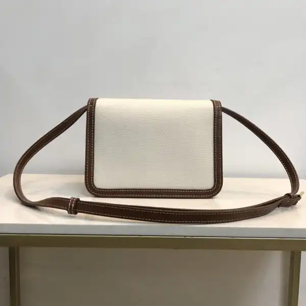 BURBERRY Two-tone Canvas and Leather TB Bag