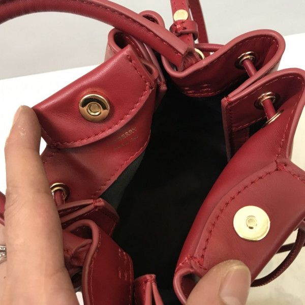 HOT SALE BURBERRY BMonogram Motif Leather Bucket Bag