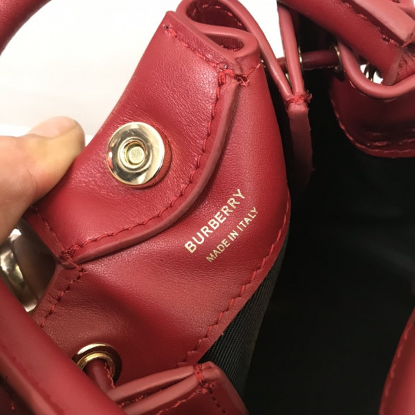 HOT SALE BURBERRY BMonogram Motif Leather Bucket Bag