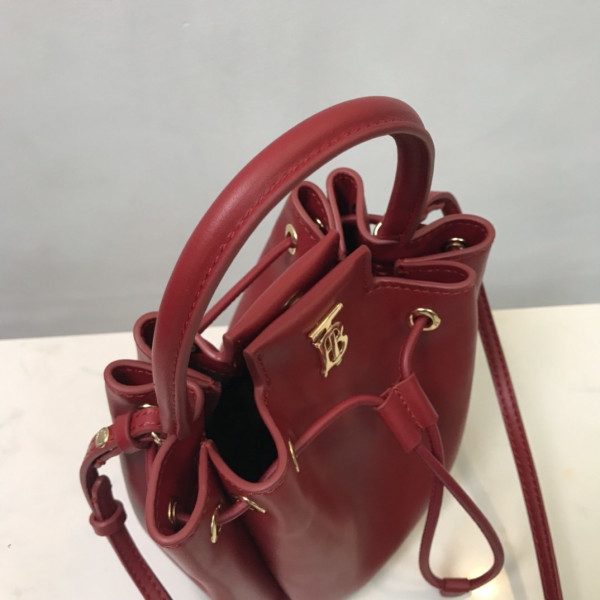 HOT SALE BURBERRY BMonogram Motif Leather Bucket Bag